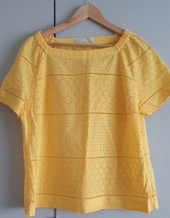 Bianca, Bluse mit Lochspitze in gelb Größe 42 (L)