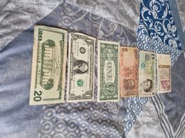 Banknoten Sammlung CHF USD INR GBP PLP guter Zustand