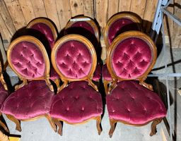 6 Louis Philippe Polster Stühle mit Gebrauchsspuren bordeaux