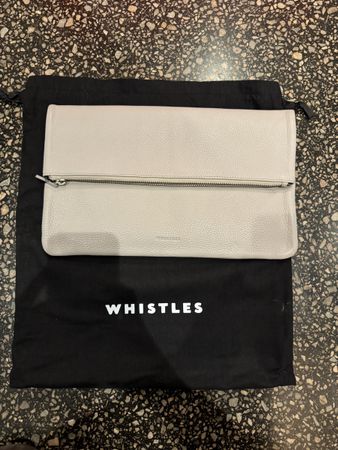 Whistles grey leather clutch bag