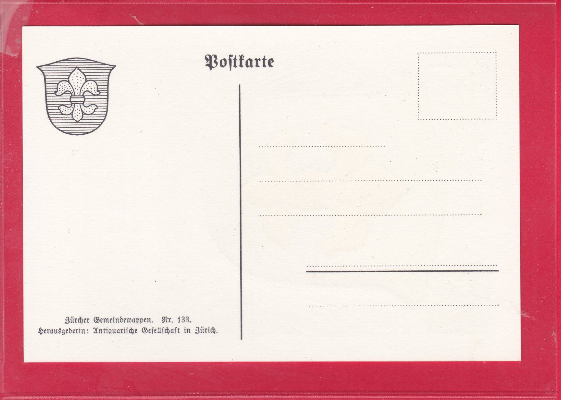 Cartoline postali: ZÜRCHER GEMEINDEWAPPEN, SCHLIEREN – Usato da Oberrieden venduto da Gebirgsstelze 1