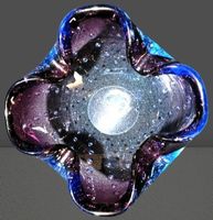 🔥🔵Vintage Murano Aschenbecher –Blaue Flitter & Bubbles 🚬✨