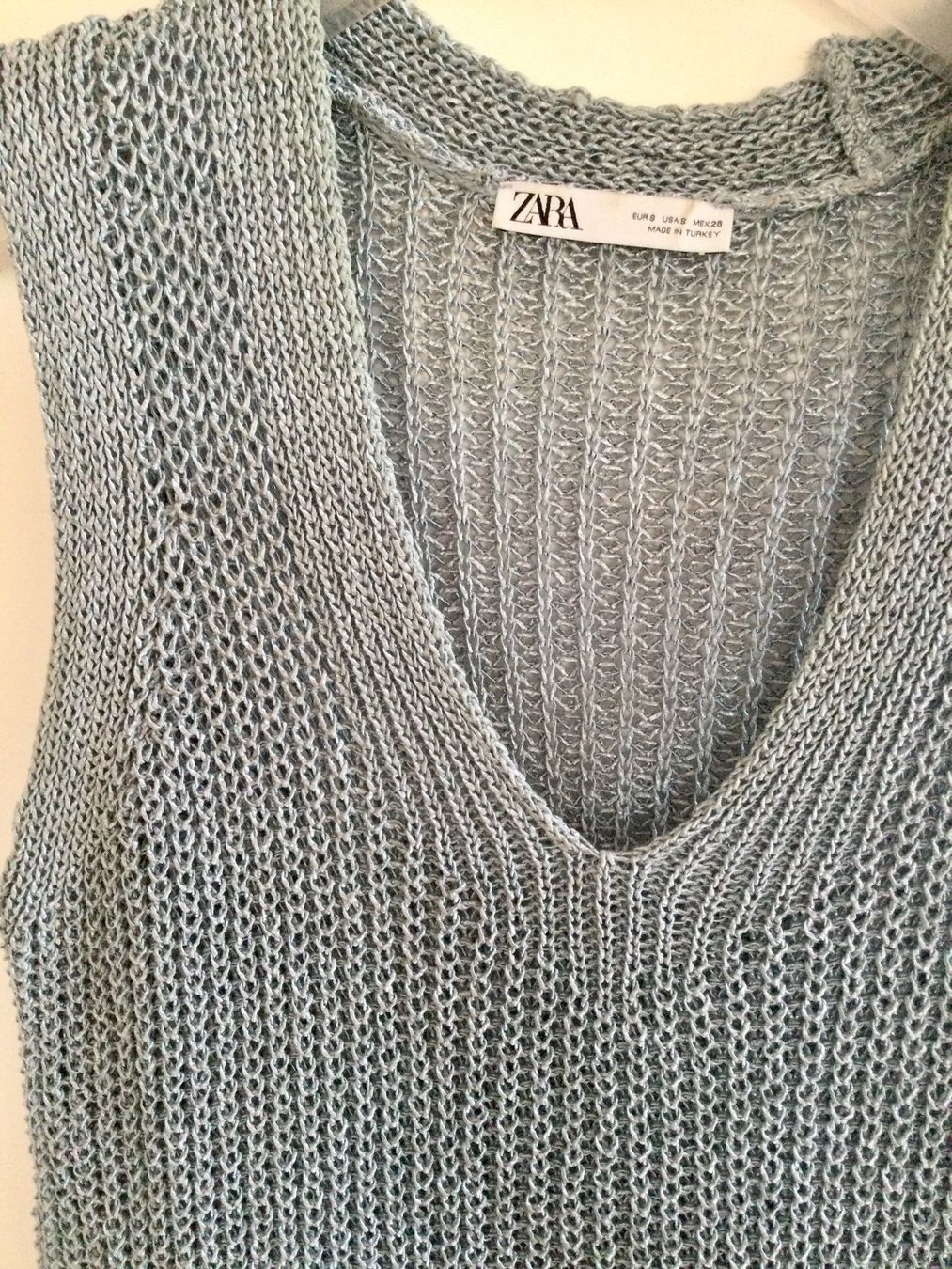 Zara Top: Strick Pullunder luftig hellblau Zara, S, Baumwolle/ Leinen – Usato da Stäfa venduto da loveforeverlove 1