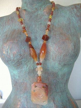 Catenine: Kette aus Karneol, Bernstein – Nuovo e nell'imballaggio originale da Suhr venduto da Maxmusic2308