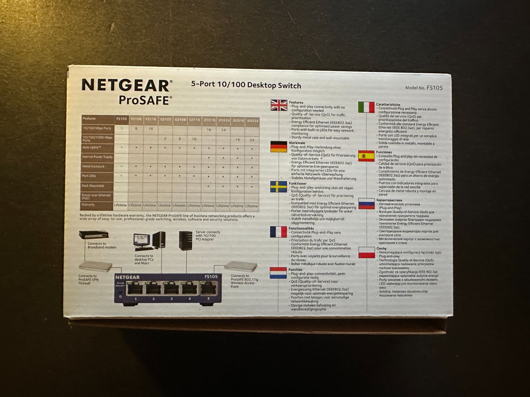 Netgear Hub & Switch: Netgear Prosafe FS105 – Usato da Corserey venduto da Albooster 1