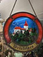Glasbild Burg Schloss Weinfelden rund Glasmalerei/ Tiffany