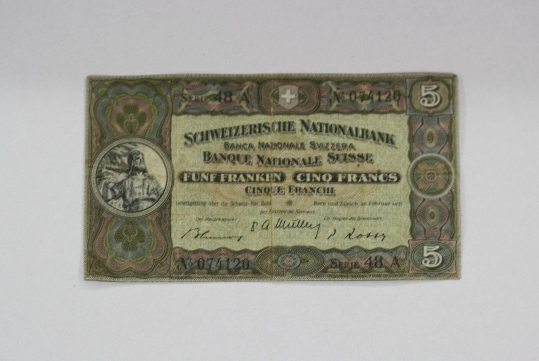 Billets de banque: 5 Franken Note 1951 – D'occasion à Chur par Invinoveritas 1