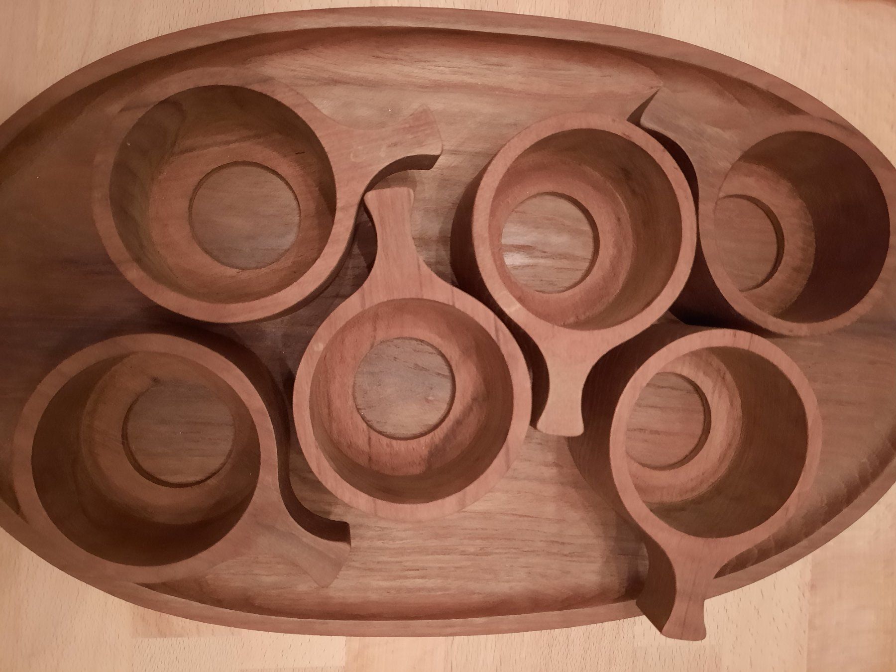 Servierplatten: Teegläserhalter-Set mit Serviertablett, Teakholz, Vintage, – Gebraucht aus Allschwil von saphira012