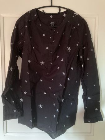 Schwarze Bluse Sternenmuster, Grösse 40