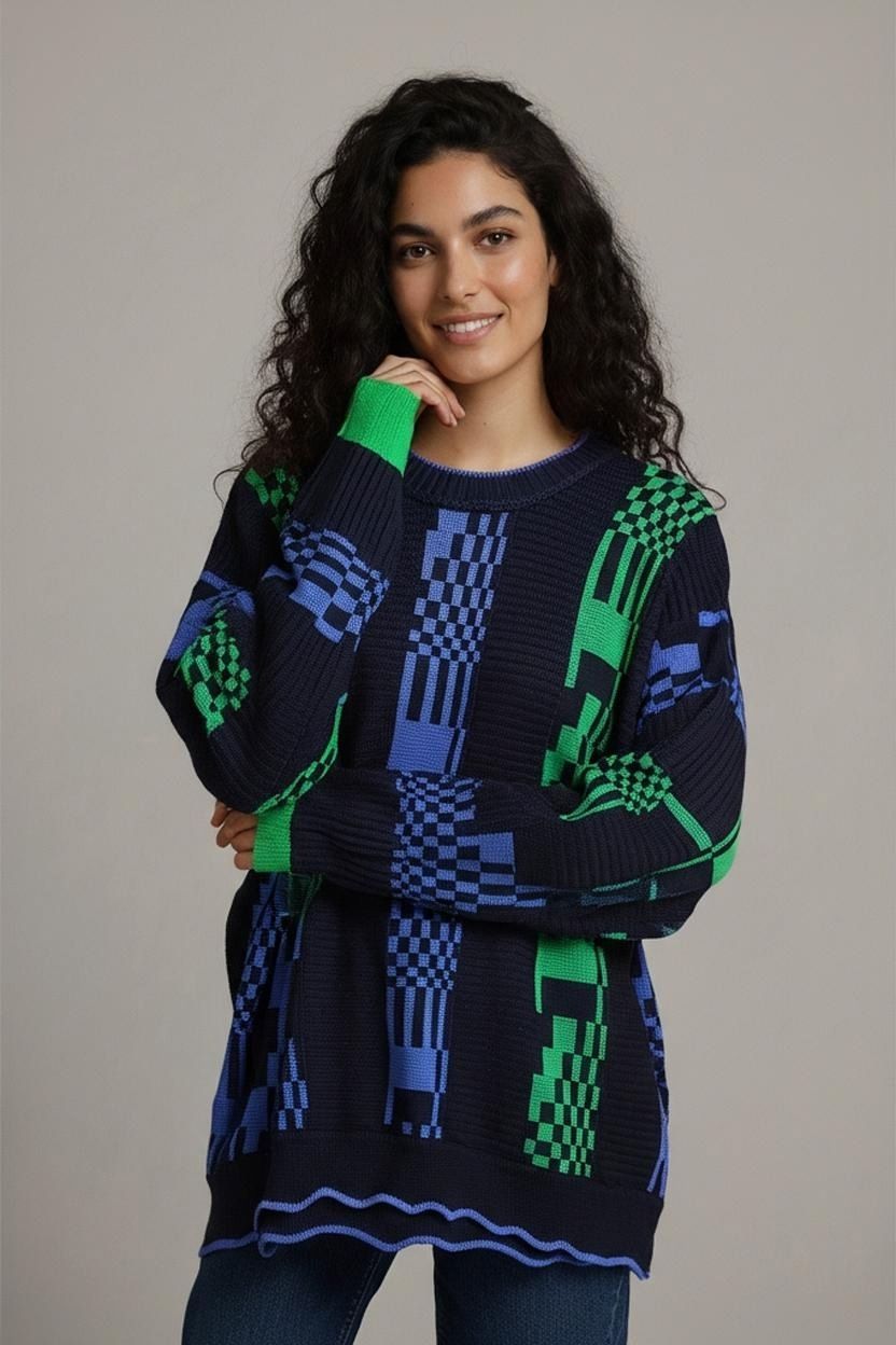 Carlo Colucci Maglioni & Felpe: Carlo Colucci Vintage Pullover mit geometrischem Muster - – Usato da Zug venduto da vinokilo