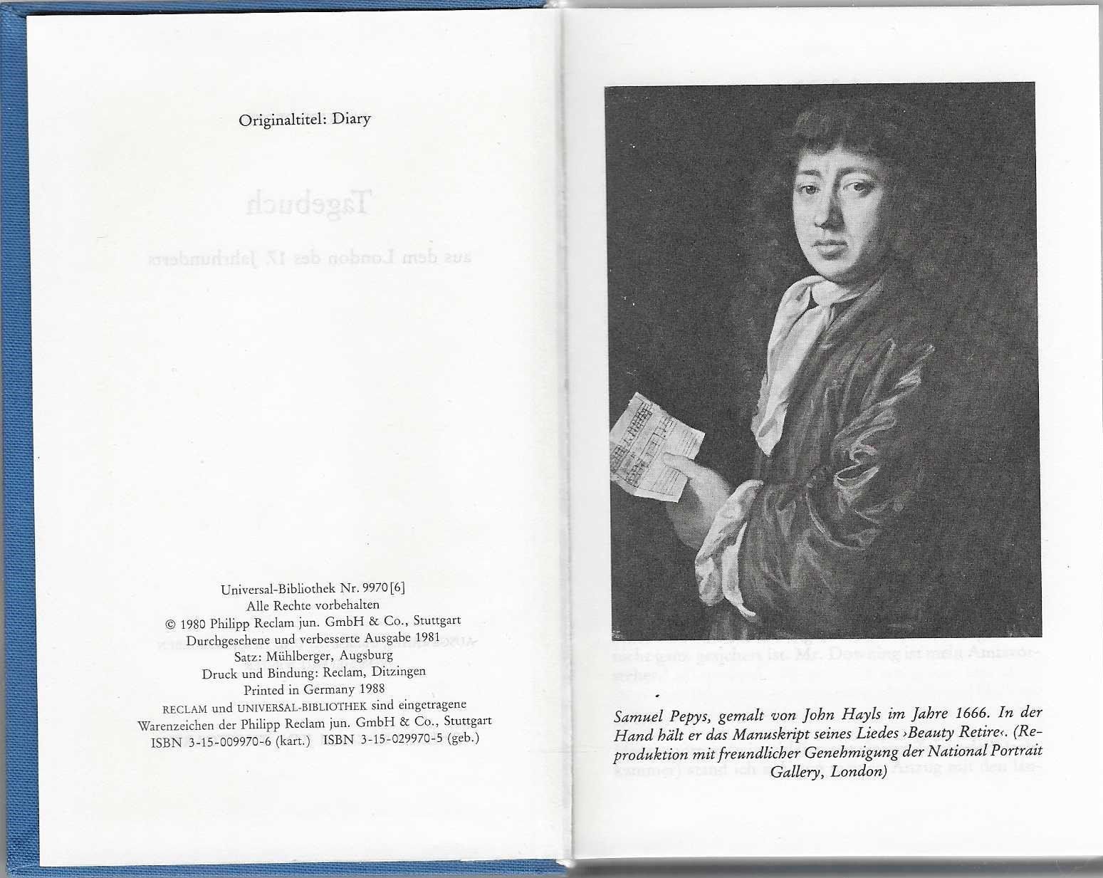 Livres: Samuel Pepys Tagebuch – D'occasion à Flims - Dorf par Stagediver 3