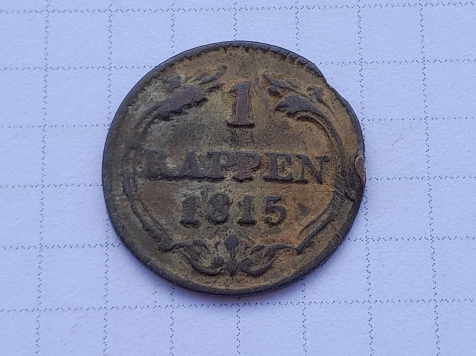Alle Münzen: Schwyz, 1 Rappen 1815 – Gebraucht aus Aarau von Reto_BA_01