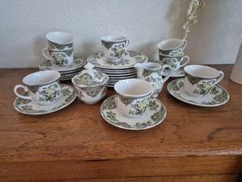 Tasses,sous-tasse,assiettes à dessert porcelaine CERNIVA C58