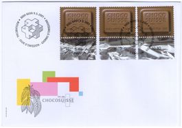 2001 100 Jahre CHOCO SUISSE mit Bogenrand auf seltenem FDC