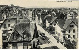 SEEBACH bei Zürich mit Tram ZH gel. 1929!