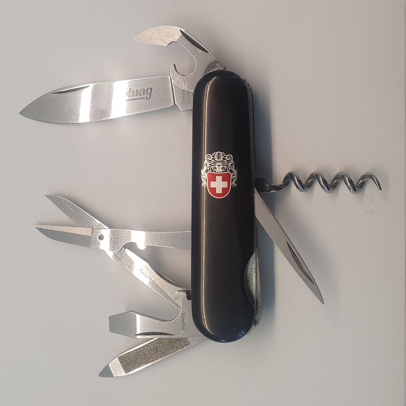 Wenger Taschenmesser: Seltenes schwarzes Wenger Sackmesser mit Logo – Gebraucht aus Härkingen von MarianneSi