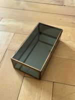 Boîte à bijoux en verre fumé et laiton