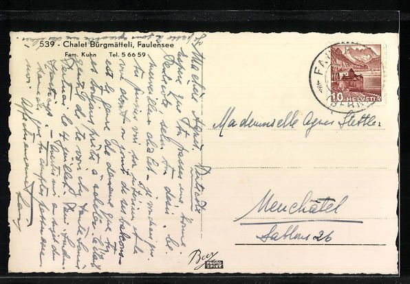 Cartoline postali: AK Faulensee, Chalet Bürgmätteli – Usato da Berlin venduto da bartko-reher 1