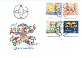 Pro Juventute Serie 2008 mit TAB (frz.) auf offiziellem FDC