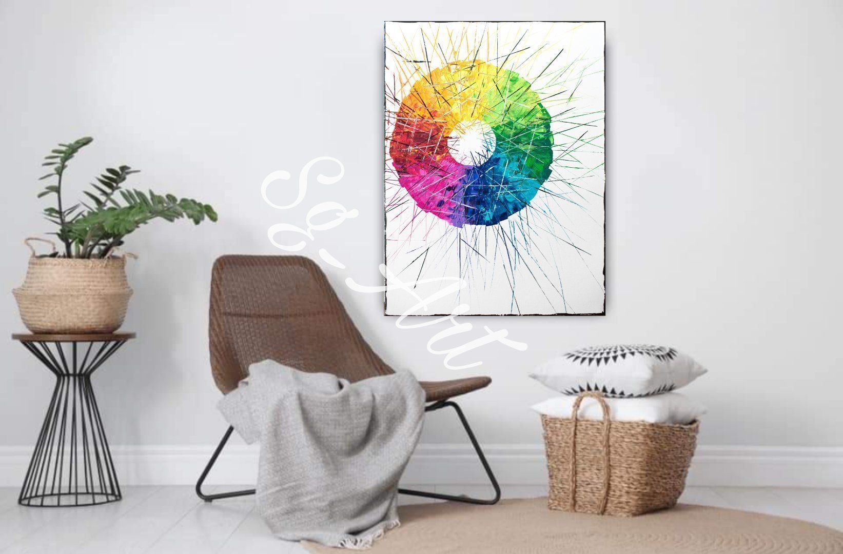 Dipinti: Acrylbild Kreis bunt abstrakt Unikat – Nuovo (secondo la descrizione) da Rheinau venduto da Sussel