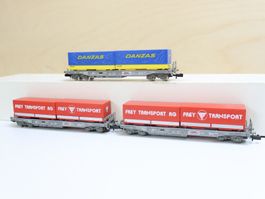 ROCO 3 x SBB HUPAC Wagen Set Frey/Danzas Spur N