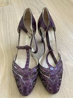 Magnifiques sandales en cuir violet naturel, pointure 38
