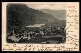 AK Lungern, Ortsansicht mit Kirche und See