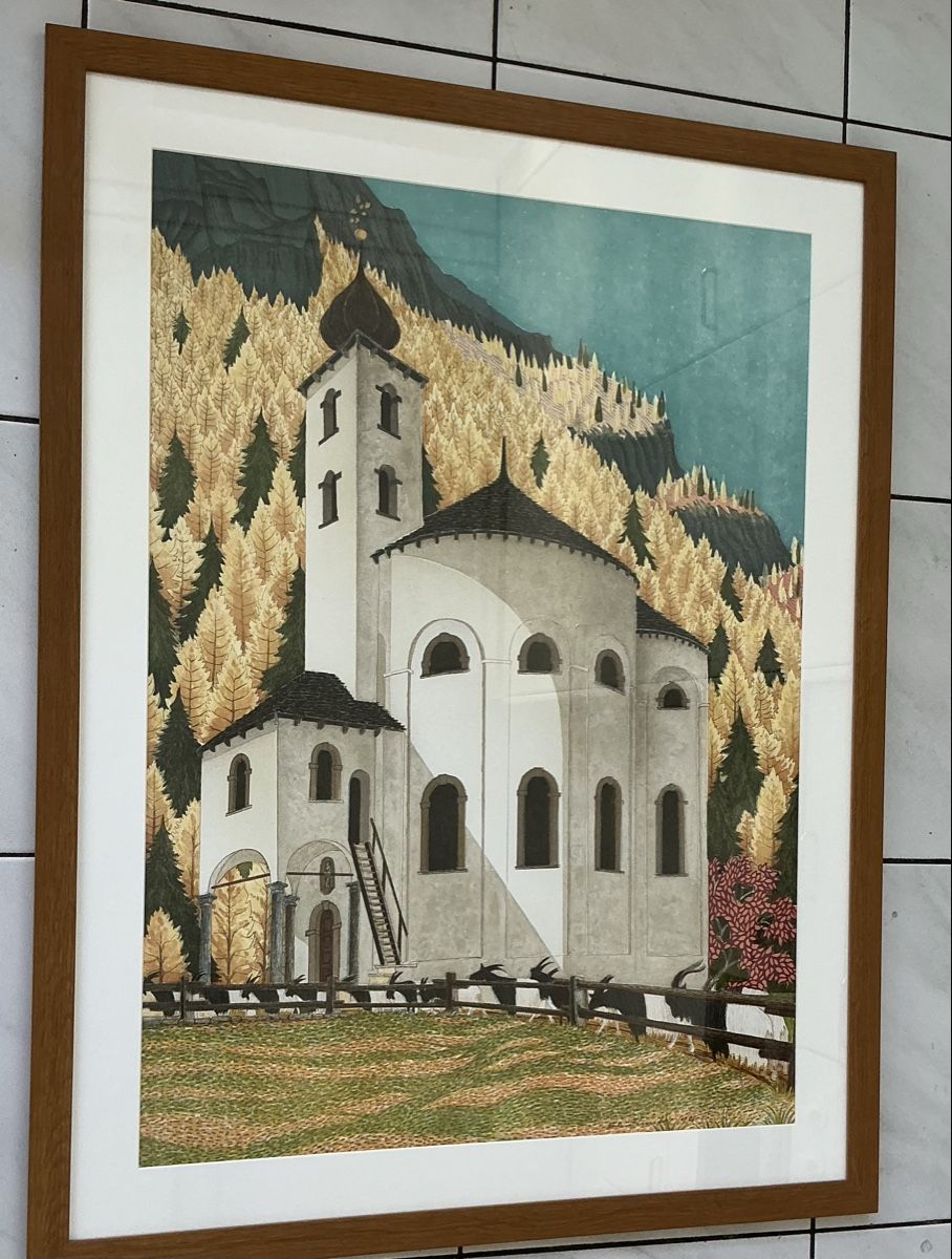 Grafica & Litografie: Anton Mutter - Saas - Balen Kirche Farblithografie sig. – Usato da Naters venduto da seidengut