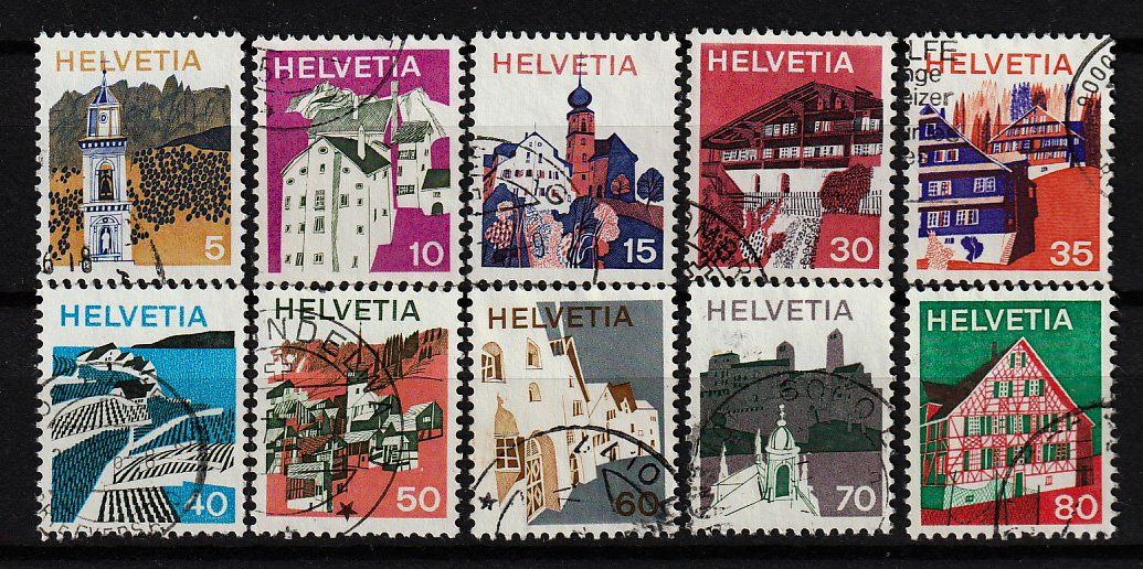 Tutti i francobolli: 1973-1975 Serie Landschaftsbilder – Usato da Arlesheim venduto da gaugi43