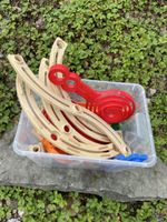 Holz Murmelbahn Bausteine Konvolut guter Zustand