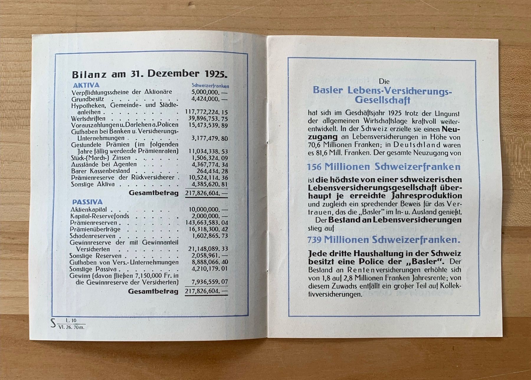Dokumente: Basler Lebensversicherung Gesellschaft 1925 – Gebraucht aus Zürich von ruedigg 1