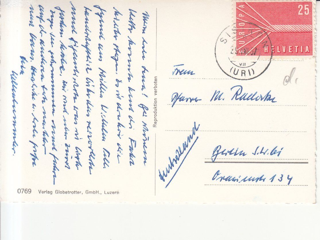 Cartoline postali: Axenstrasse 1957 – Usato da Bürglen TG venduto da StampGraf 1