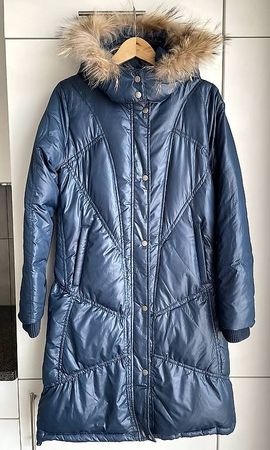 Jolie doudoune longue Naf Naf bleu nuit taille 38
