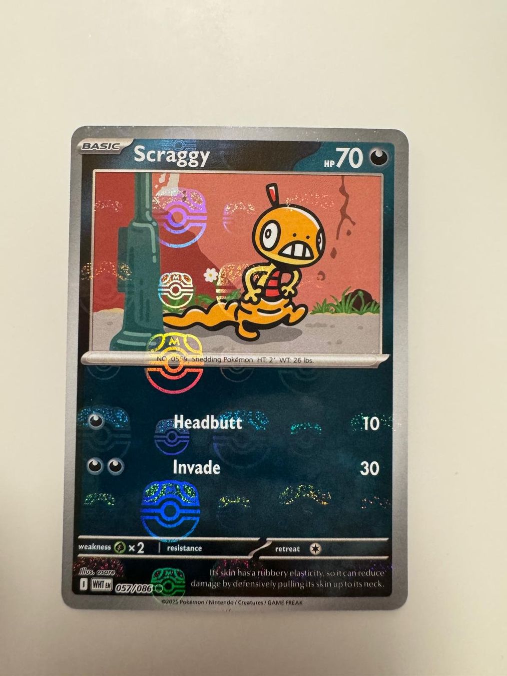 Pokémon Carte collezionabili: Scraggy | Reverse Holo Masterball | WHT 057/086 | EN – Usato da Spreitenbach venduto da Snacky96 2