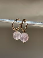 Amethyst-Ohrringe aus Edelstahl, 8K-vergoldet