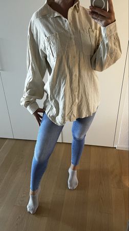 Prandell Hemd 100% Seide Herren L Damen Bluse beige 