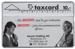 10.- Ascom Holding AG - seltene frühe Firmen Taxcard