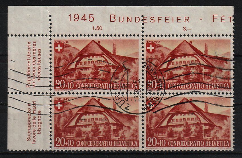Tutti i francobolli: 1945 4er-Block ZNr. B28 – Usato da Arlesheim venduto da gaugi43