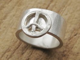 spezieller Ring reines Silber 999 Unikat Peace Gr. 55 (925)