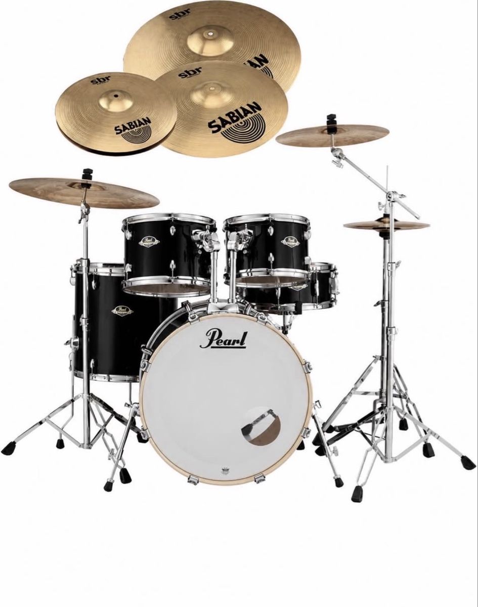 Sabian Musikinstrumente: Pearl Drum Set with Sabian Cymbals Black – Gebraucht aus Grand-Lancy von Unic0