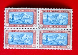 PRO JUVENTUTE 51 VIERERBLOCK LYSKAMM 1929*/** 2 M POSTFRISCH