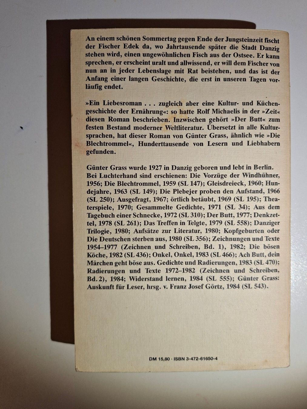 Libri: Günter Grass - Der Butt - Sammlung Luchterhand – Usato da Dietikon venduto da Buchantiqdietikon 1
