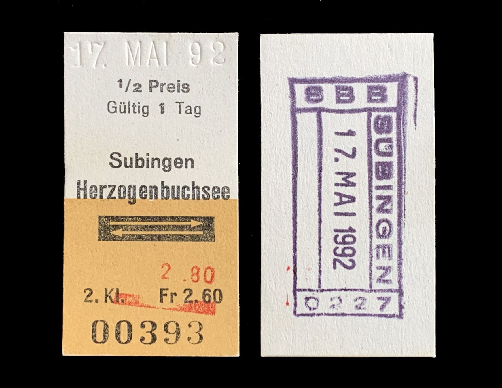 Biglietti: Subingen Herzogenbuchsee Bahn SBB Edmondsonsches Billett – Nuovo (secondo la descrizione) da Bern venduto da AWiBe