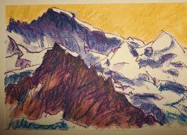 Aquarell und Fettkreide Original Adolf Flückiger, Kunstmaler