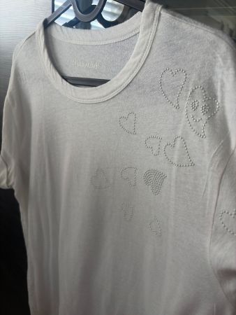 Zadig & Voltaire T-Shirt Gr. M Weiss mit Perlen-Herzen