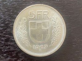 1 x 5 Franken Schweiz 1967 – zirkuliert