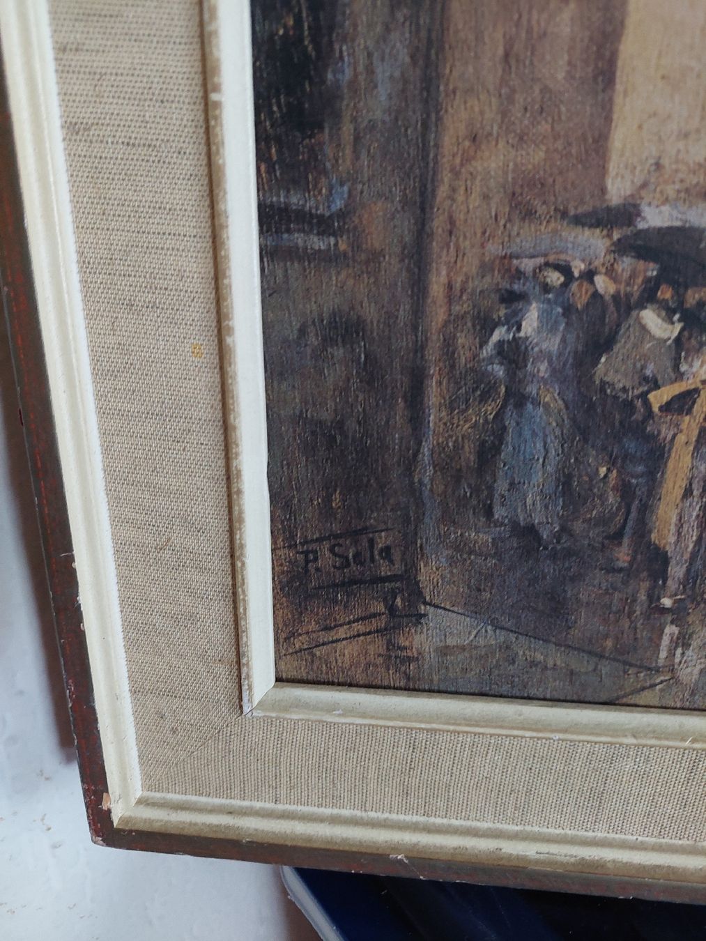 Foto & Immagini: Gemälde von P. Sala, Strassenszene mit Pferd – Usato da Muttenz venduto da bea_mmf9 3