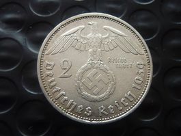 2 Silber Reichs Mark  1939 A  -  Ungereinigt  .