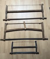 3 alte Spannsägen, Handsägen, Bogensägen