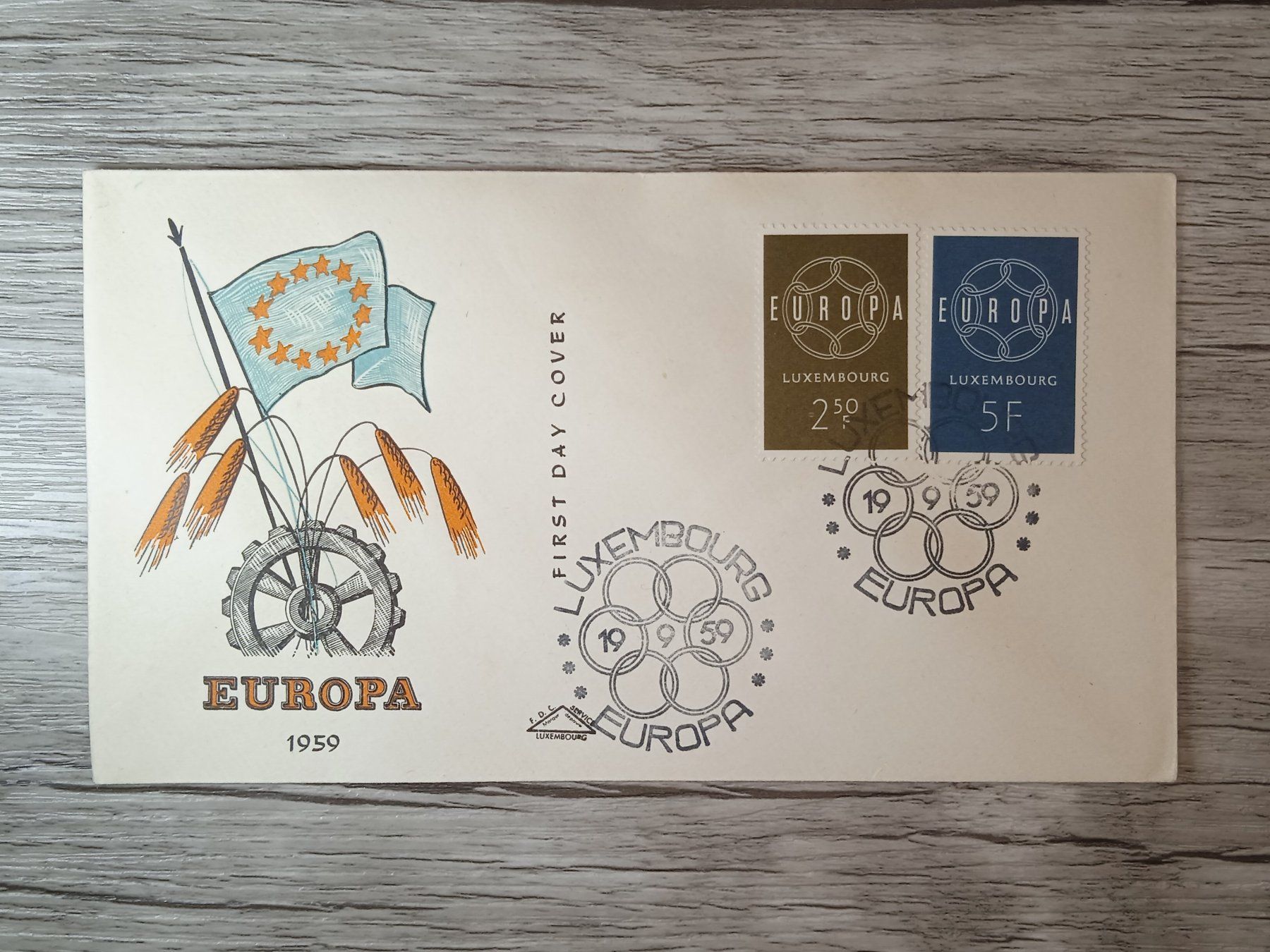 Tutti i francobolli: TR47 Enveloppe + Timbre Luxembourg 1959 – Usato da Cousset venduto da Patrick_Collections